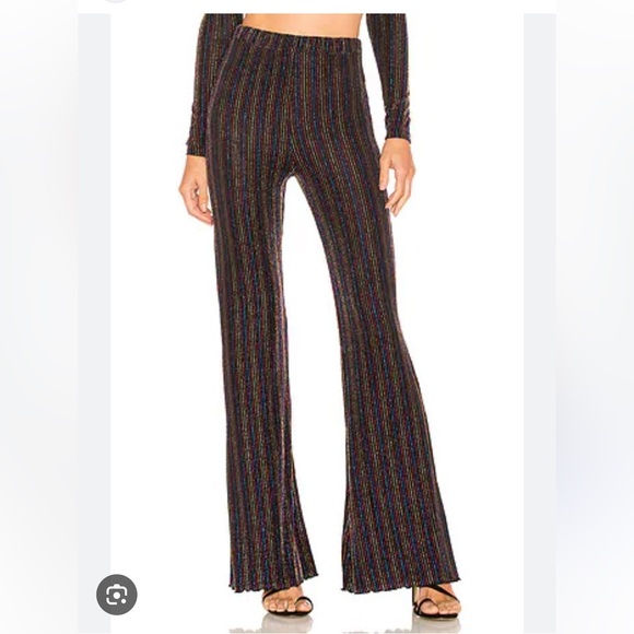 House of Harlow 1960 Pants - REVOLVE House of Harlow 1960 Lora Pants in Noir Flare Metalic Stripes size Small